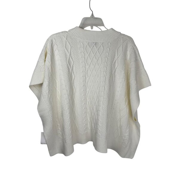 J. Crew Factory NEW Ivory Fisherman Cable-Knit Poncho Sweater One Size BW669 - Picture 6 of 12